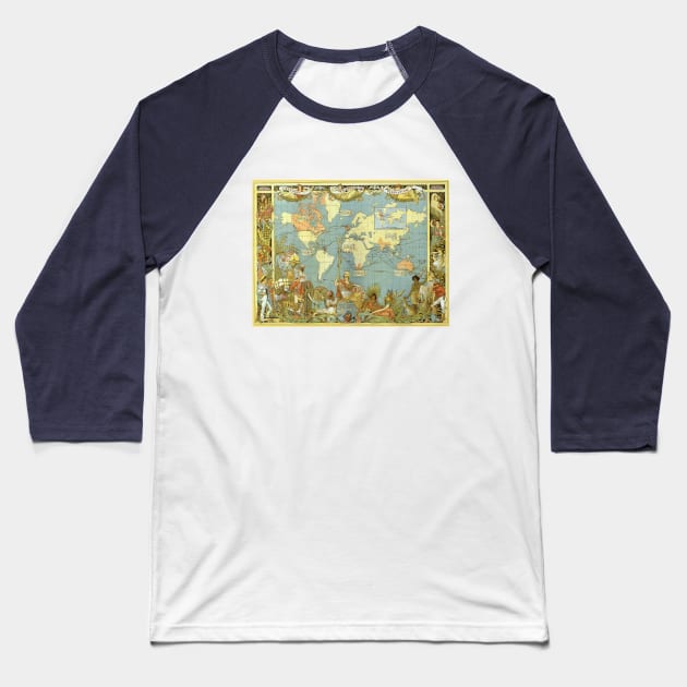 Antique World Map of the British Empire, 1886 by Walter Crane Baseball T-Shirt by MasterpieceCafe